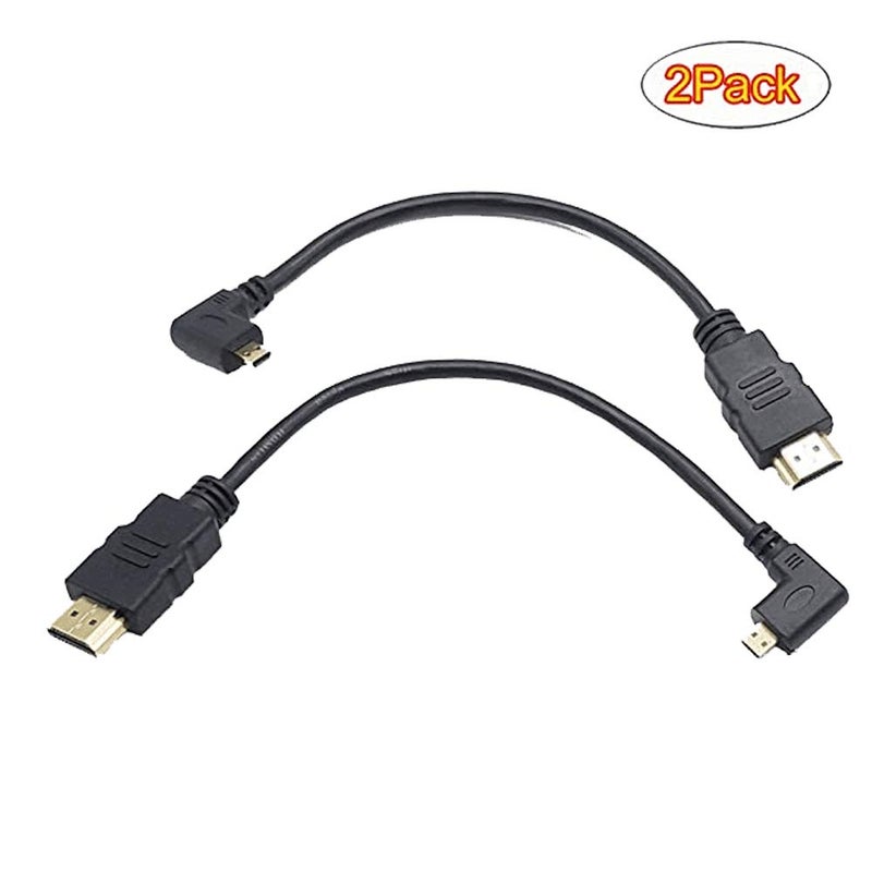 Seadream Angled Micro HDMI to HDMI Cable 8inch 90 Degree Angle Micro HDMI Male to HDMI Male Cable Connector (2pcs:1pcs Left +1pcs Right) - Image 2